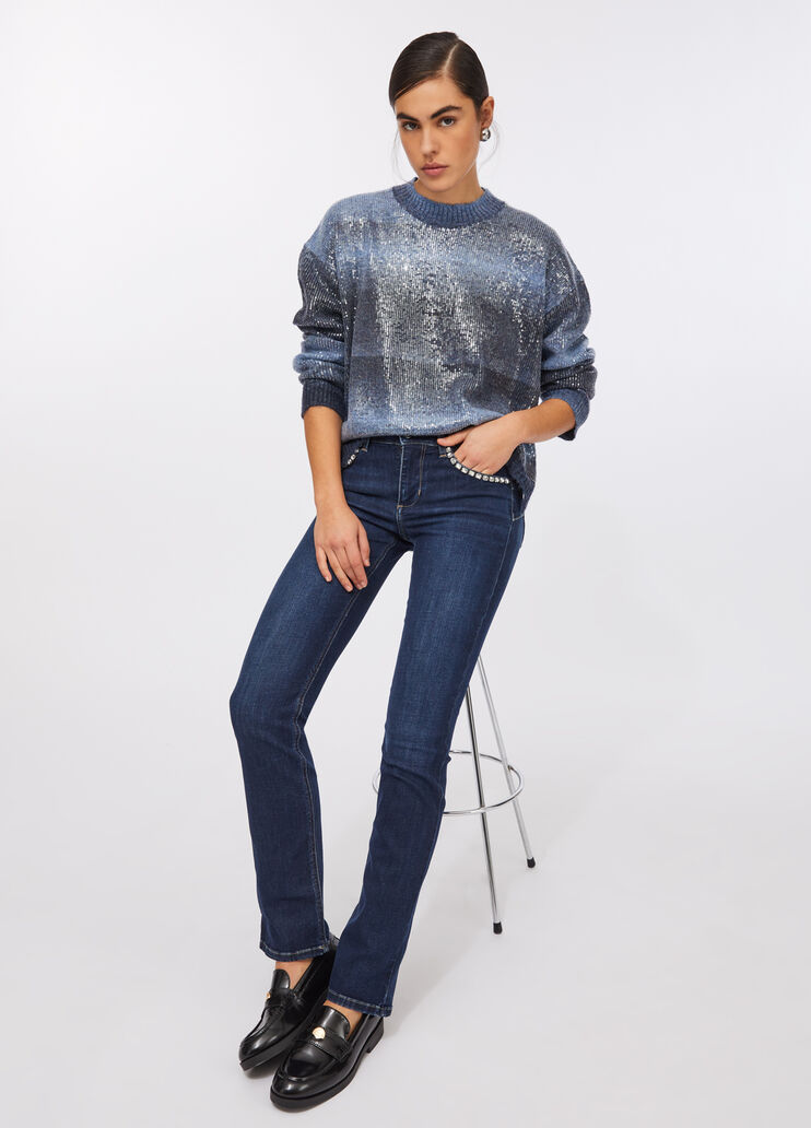 Vaqueros entallados con strass denim azul oscuro Liu Jo - medium