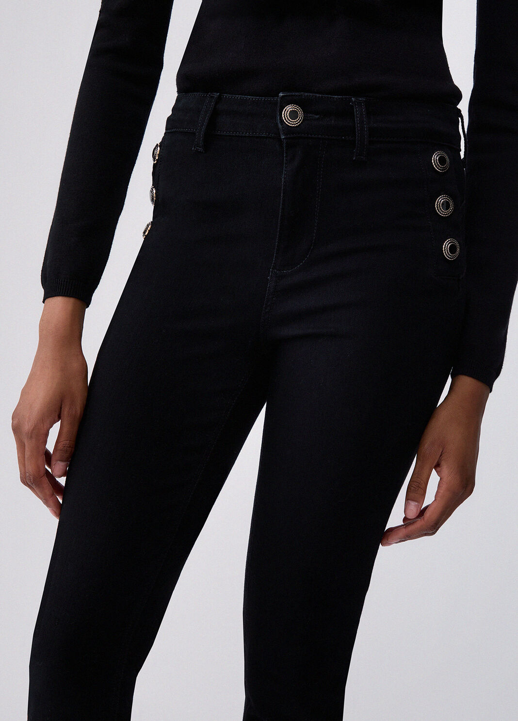 Jeans skinny con bottoni decorativi denim nero Liu Jo - large image number 4