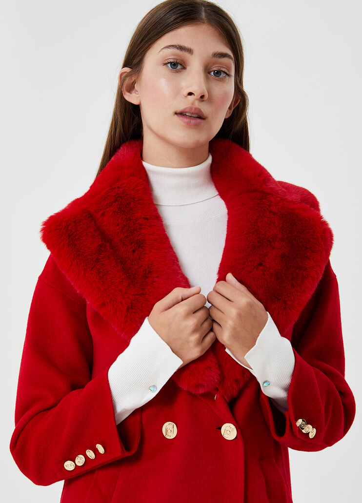 Длинное пальто с искусственным мехом Красный Liu Jo - large image number 2