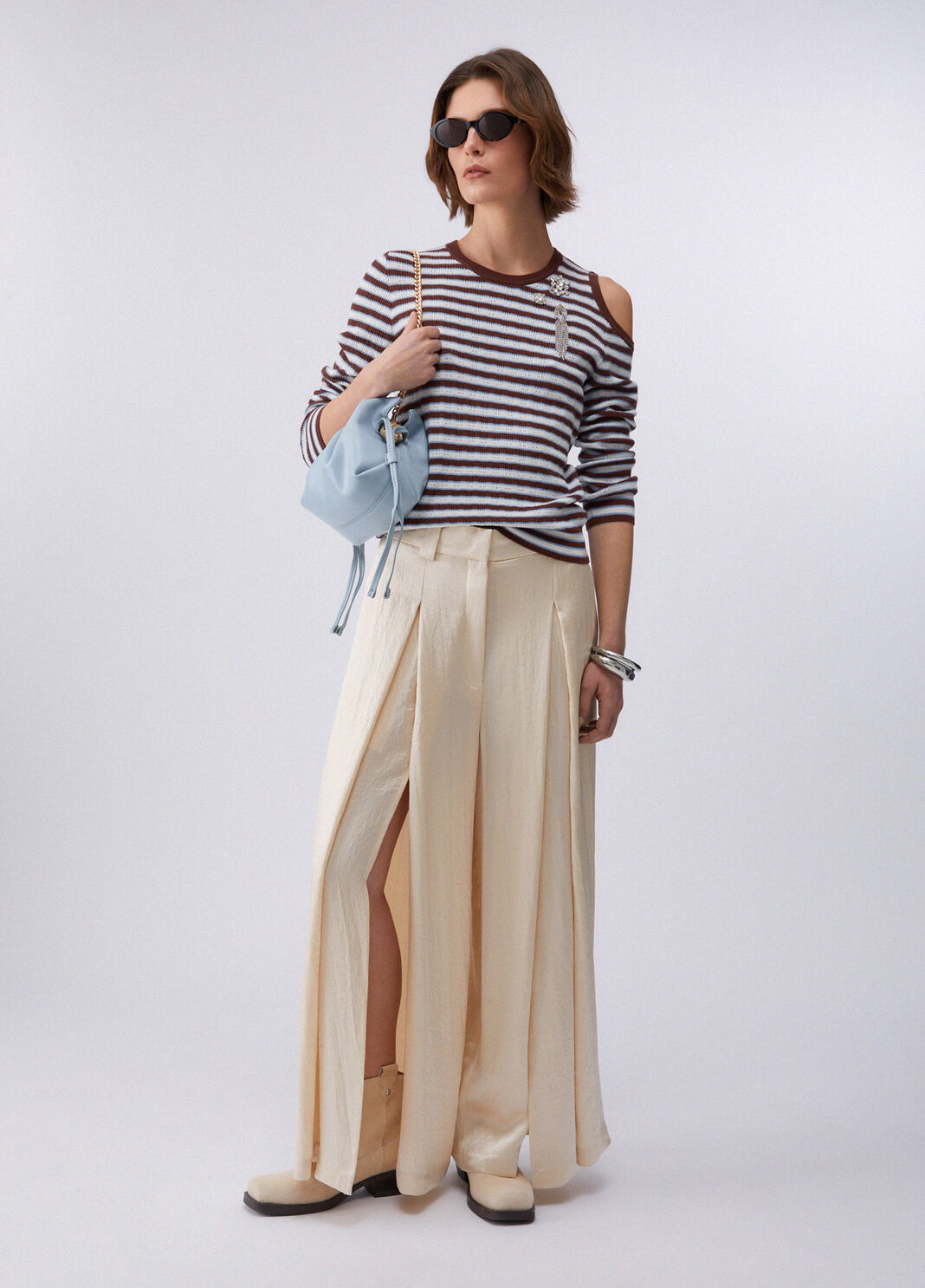 Striped jumper with cut-outs brown Liu Jo - large image number 5