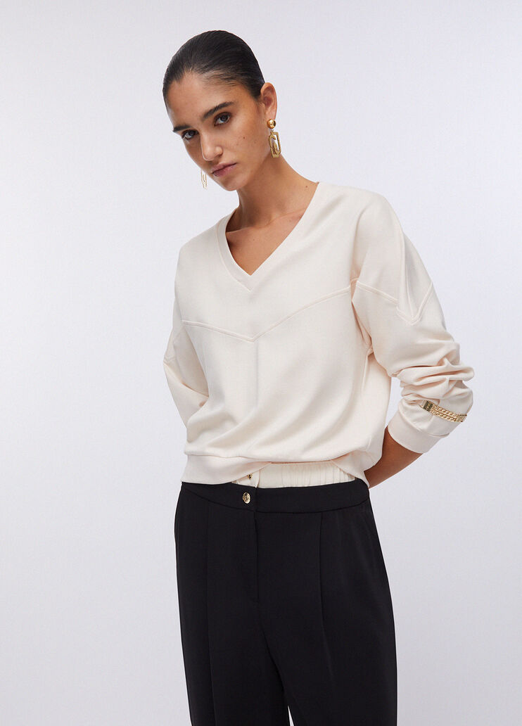 Sweatshirt with chain details champagne Liu Jo - medium