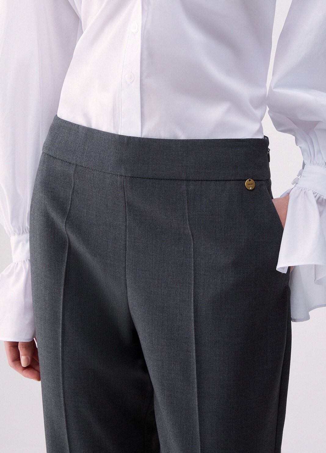 Flannel Flare Pants dark green Liu Jo - large image number 4