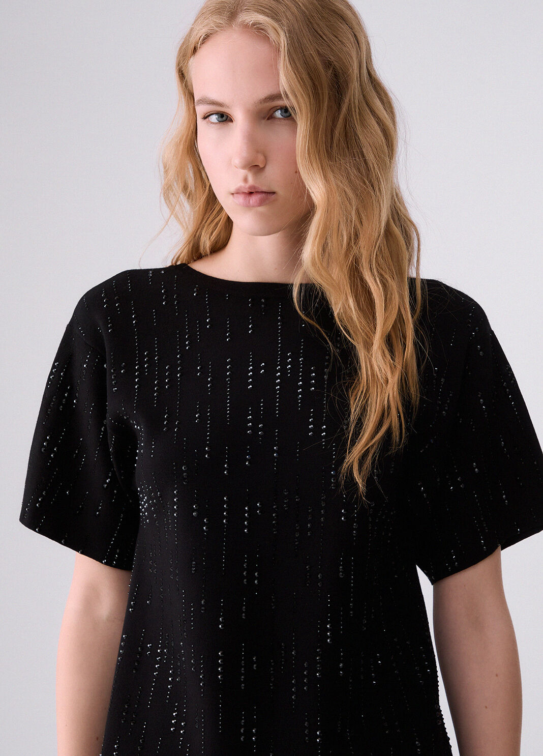 Vestido de punto con strass negro/strass Liu Jo - large image number 4