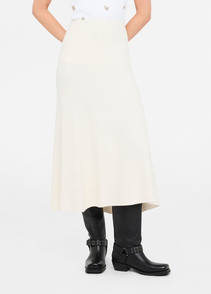 Knit midi skirt with sequins white wool Liu Jo - large image number 0 Knit midi skirt with sequins white wool Liu Jo - large image number 0