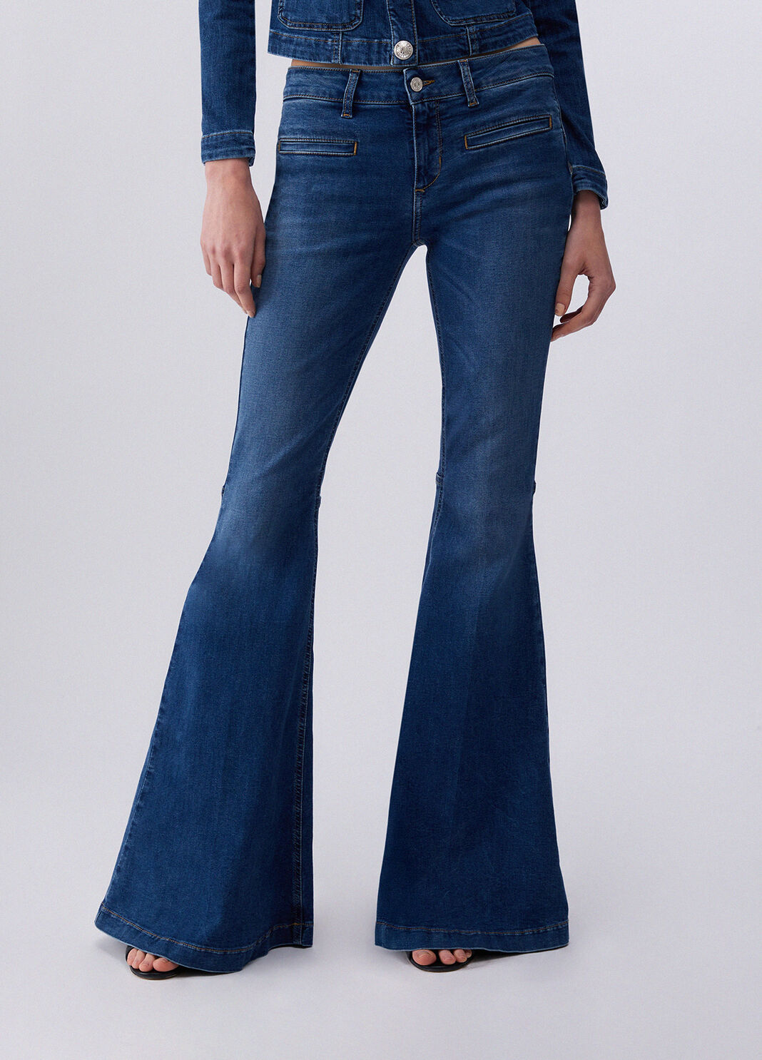 Low-rise super-flared jeans dark blue denim Liu Jo - large image number 0