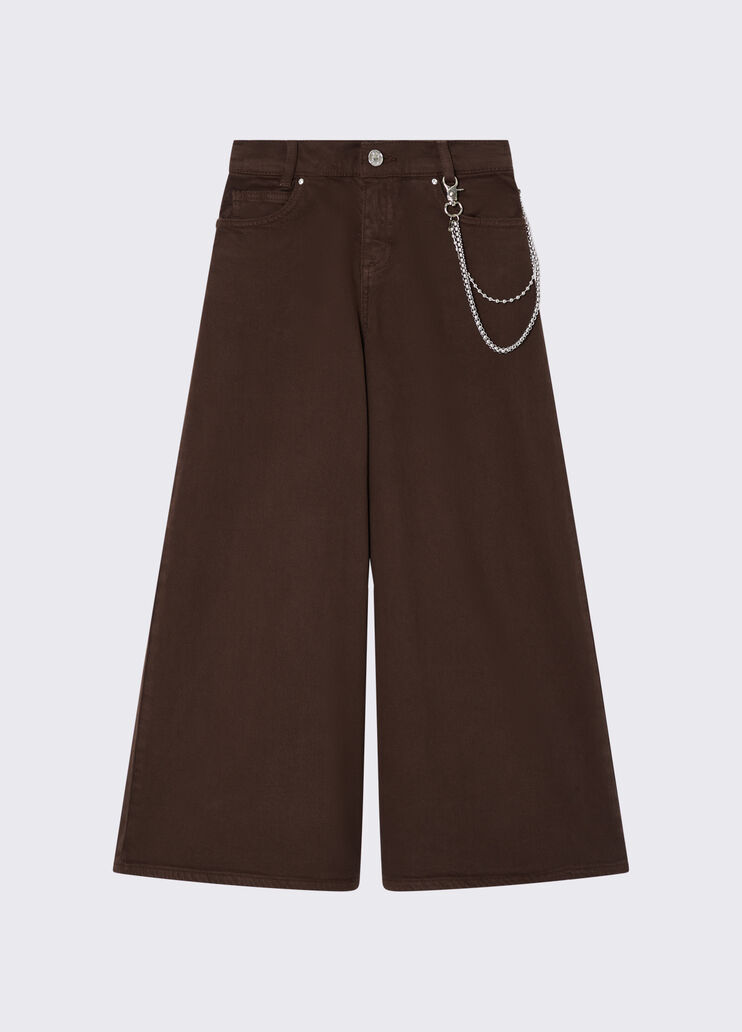 Wide-leg trousers with chain chocolate Liu Jo - medium