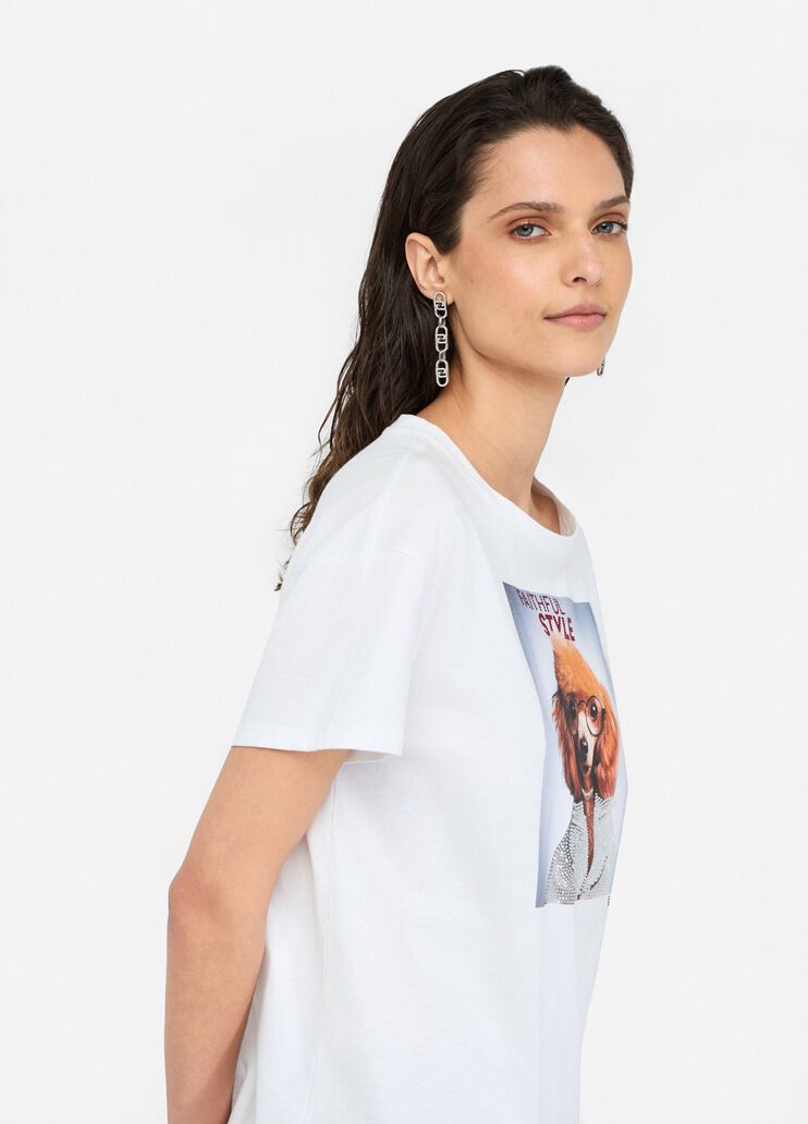 Printed T-shirt with rhinestones white Liu Jo - large image number 3 Printed T-shirt with rhinestones white Liu Jo - large image number 3