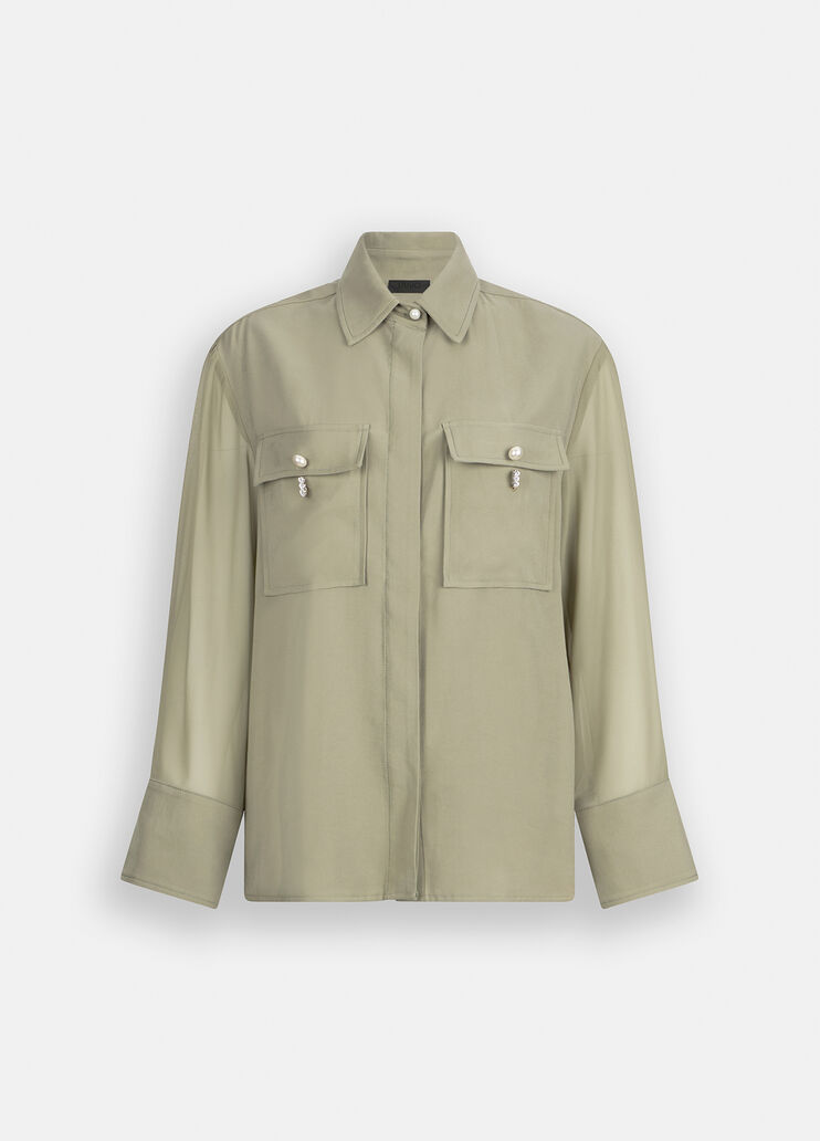 Gabardine overshirt jacket asparagus Liu Jo - large image number 6 Gabardine overshirt jacket asparagus Liu Jo - large image number 6
