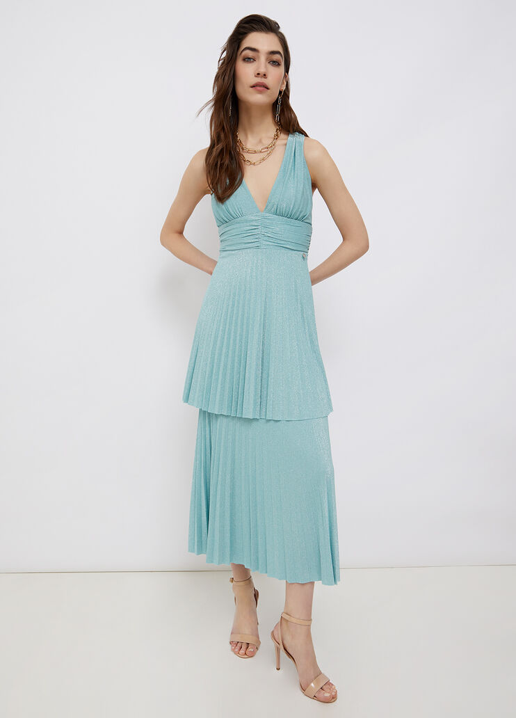 Vestito midi in lurex® azzurro brillante Liu Jo - large image number 0 Vestito midi in lurex® azzurro brillante Liu Jo - large image number 0