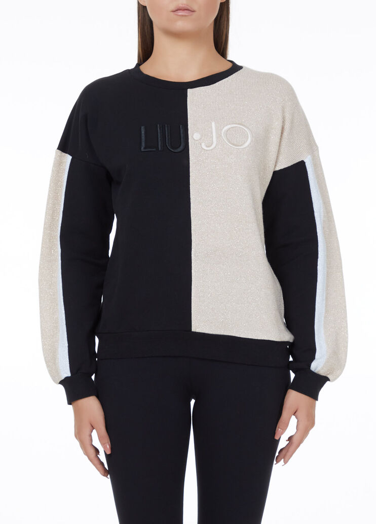 Two-tone sweatshirt with logo Black Liu Jo - large image number 0