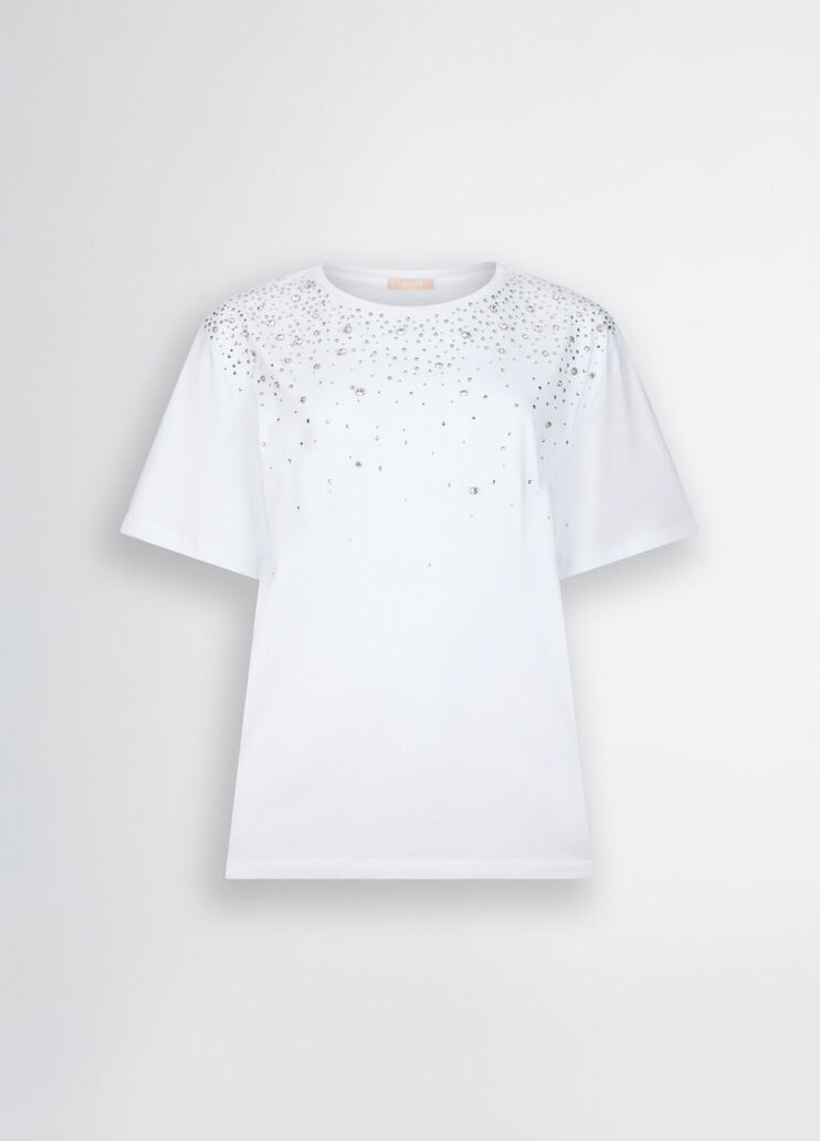 T-shirt with rhinestones and bezels white Liu Jo - large image number 6 T-shirt with rhinestones and bezels white Liu Jo - large image number 6