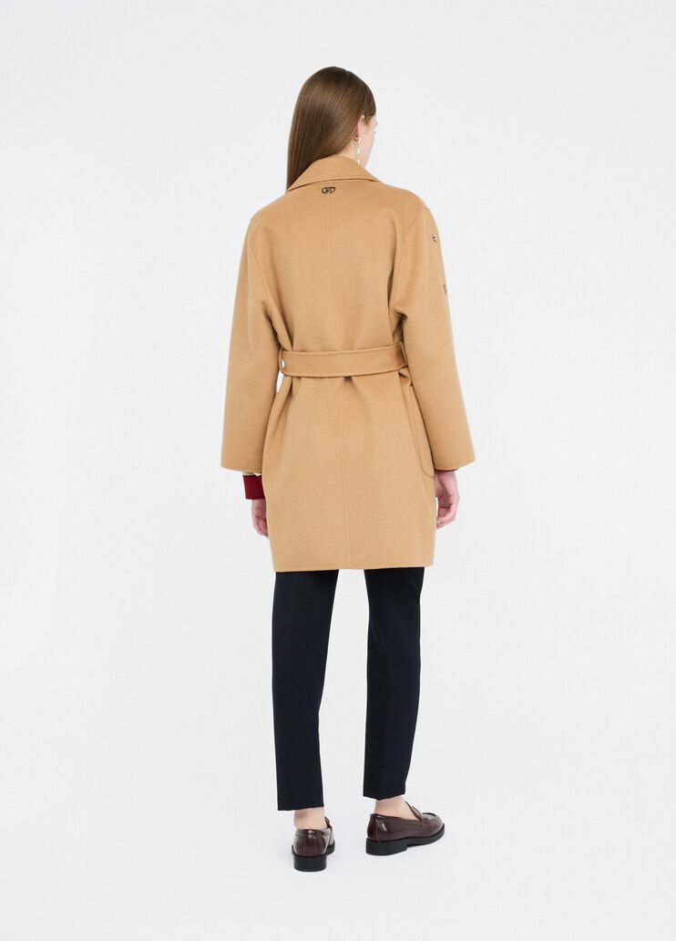 Wool coat with bejewelled embroidery sand Liu Jo - large image number 1 Wool coat with bejewelled embroidery sand Liu Jo - large image number 1