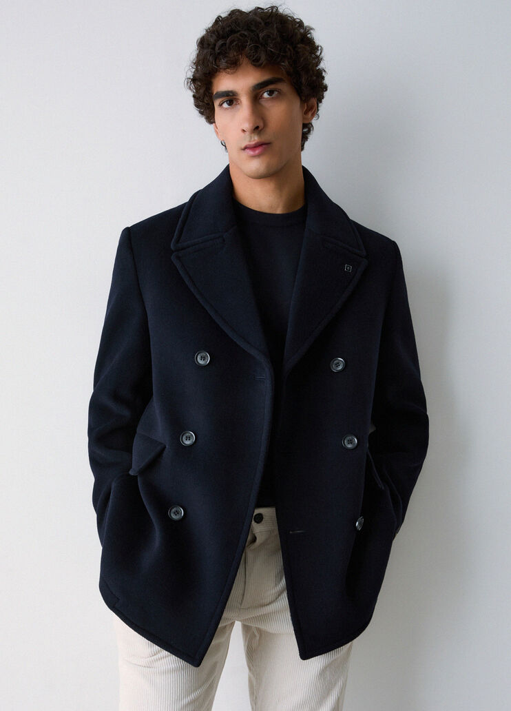 Coat caban in wool and cashmere dark blue Liu Jo - medium