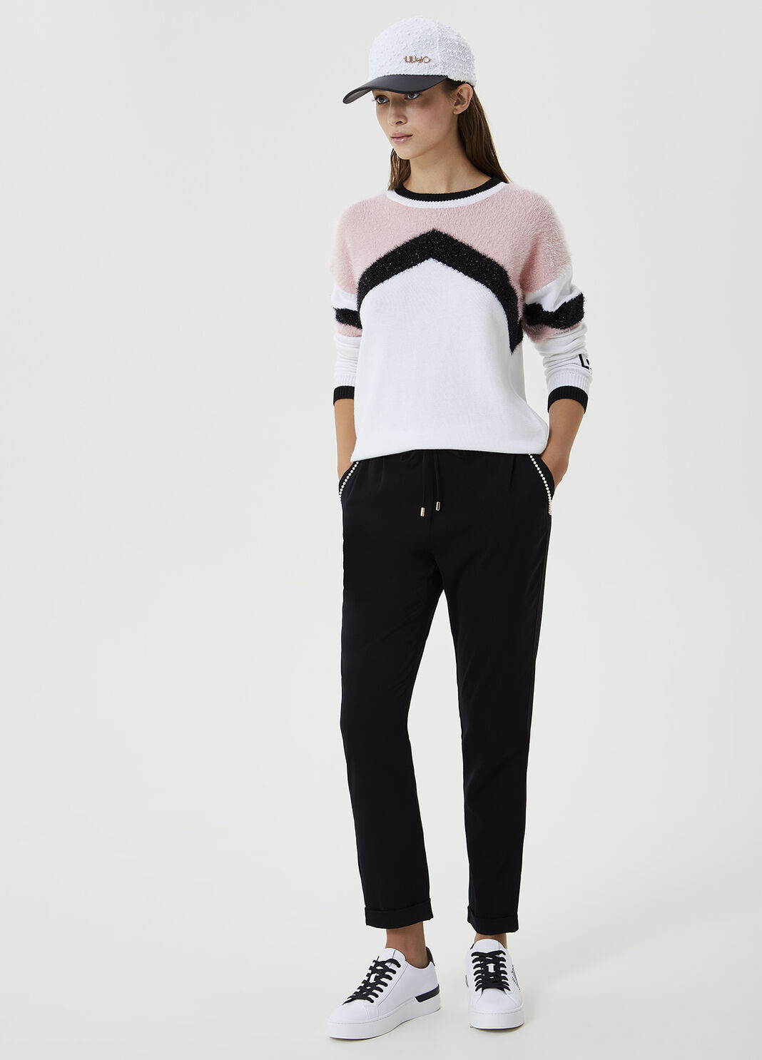Maglia con inserto in lurex&reg; Bianco Liu Jo - large image number 3