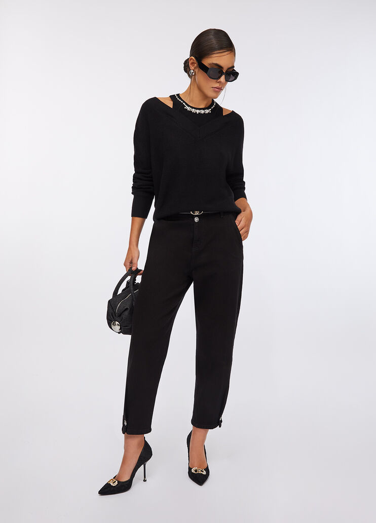 Jumper with bejewelled embroidery black Liu Jo - medium Jumper with bejewelled embroidery black Liu Jo - medium