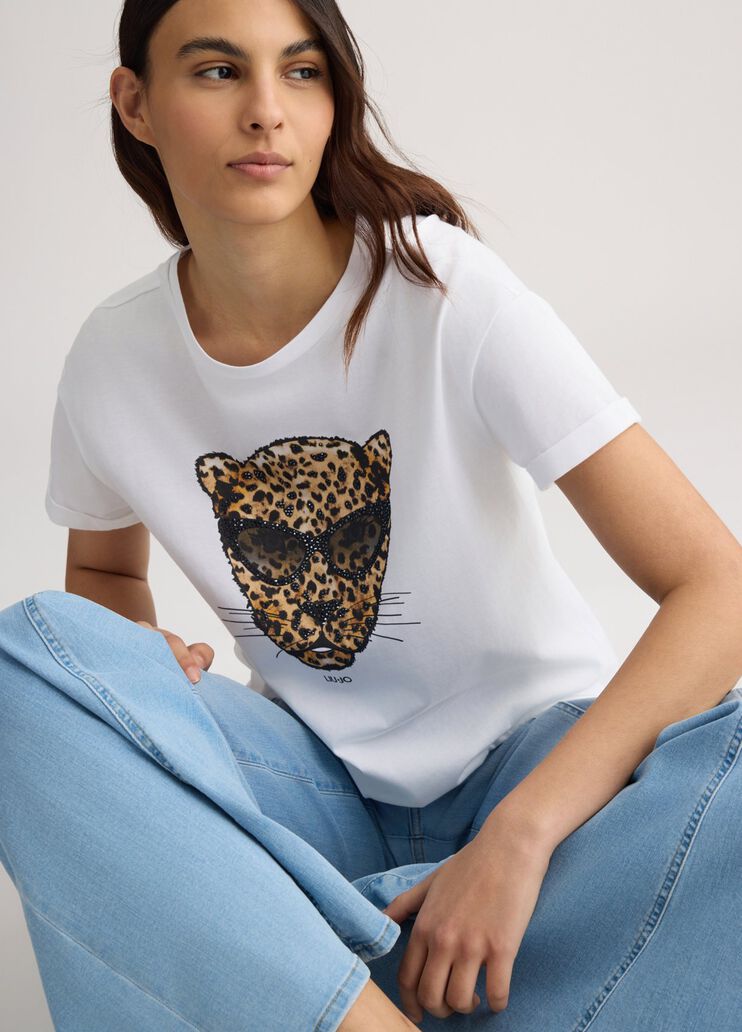 T-shirt with tiger white Liu Jo - large image number 3