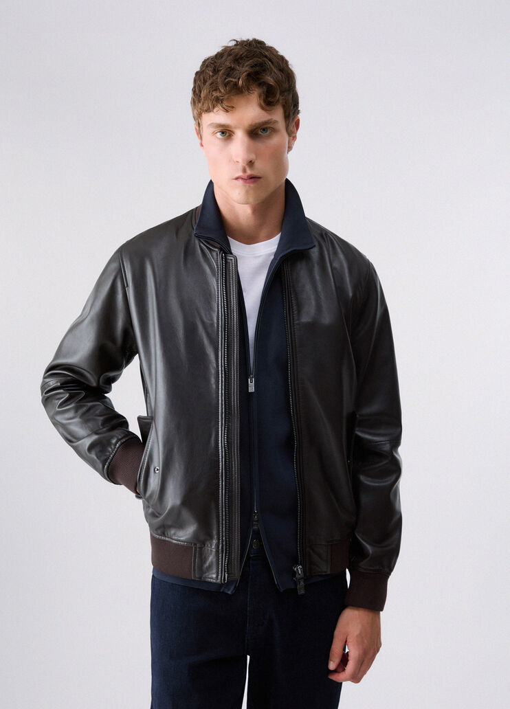 Bomber de cuero chocolate Liu Jo - medium