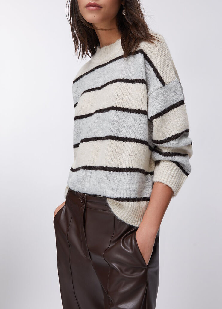 Striped wool and alpaca sweater grey and beige Liu Jo - medium