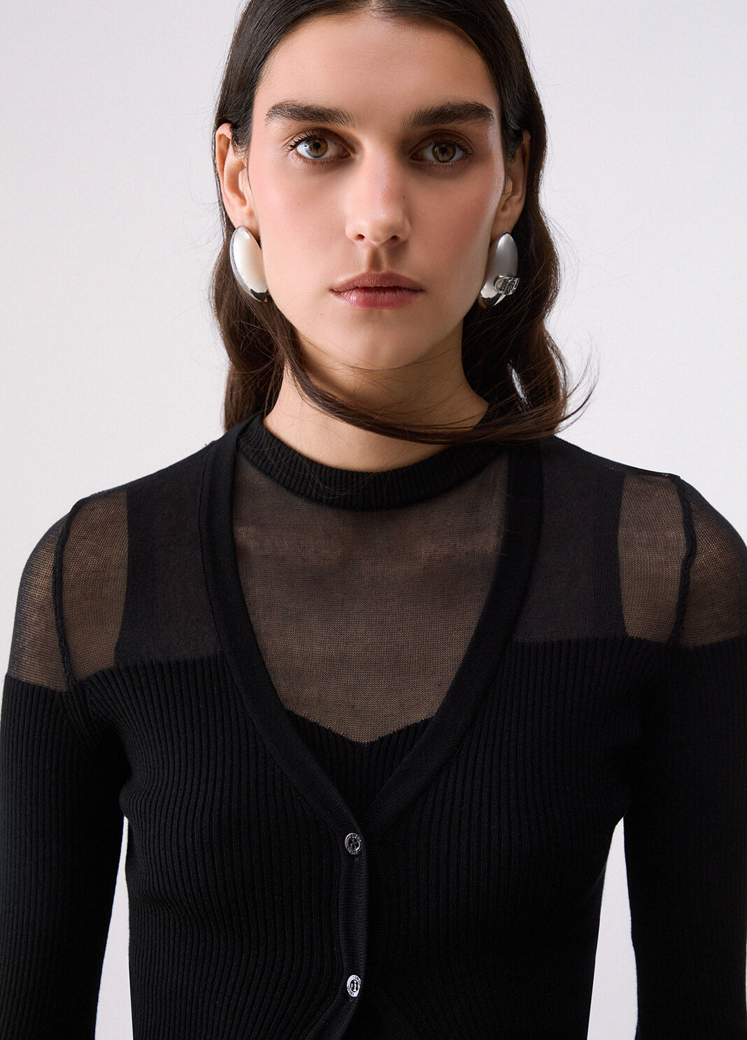 Cardigan with see-through inserts black Liu Jo - large image number 4