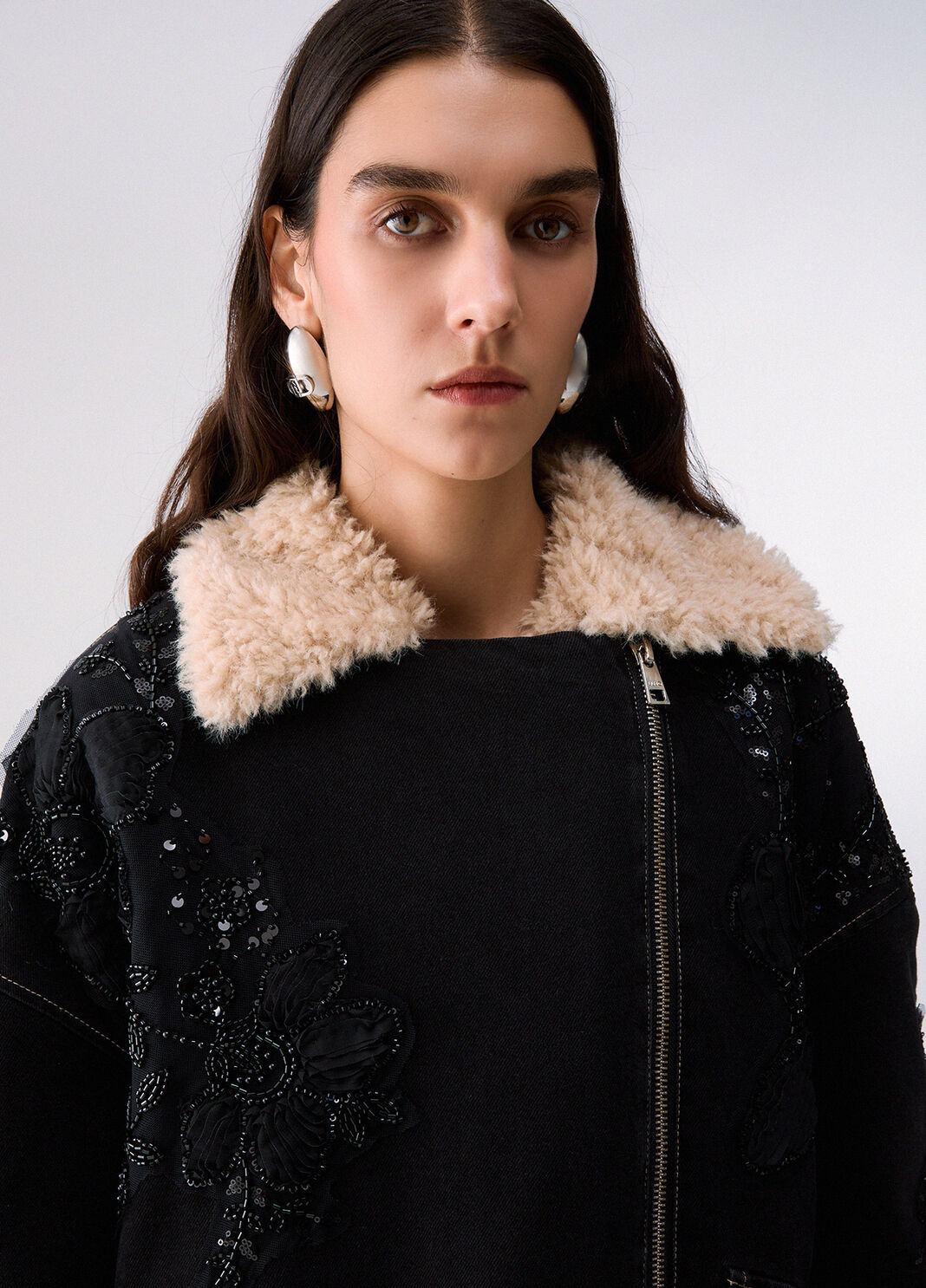 Denim jacket with teddy inserts black denim Liu Jo - large image number 4