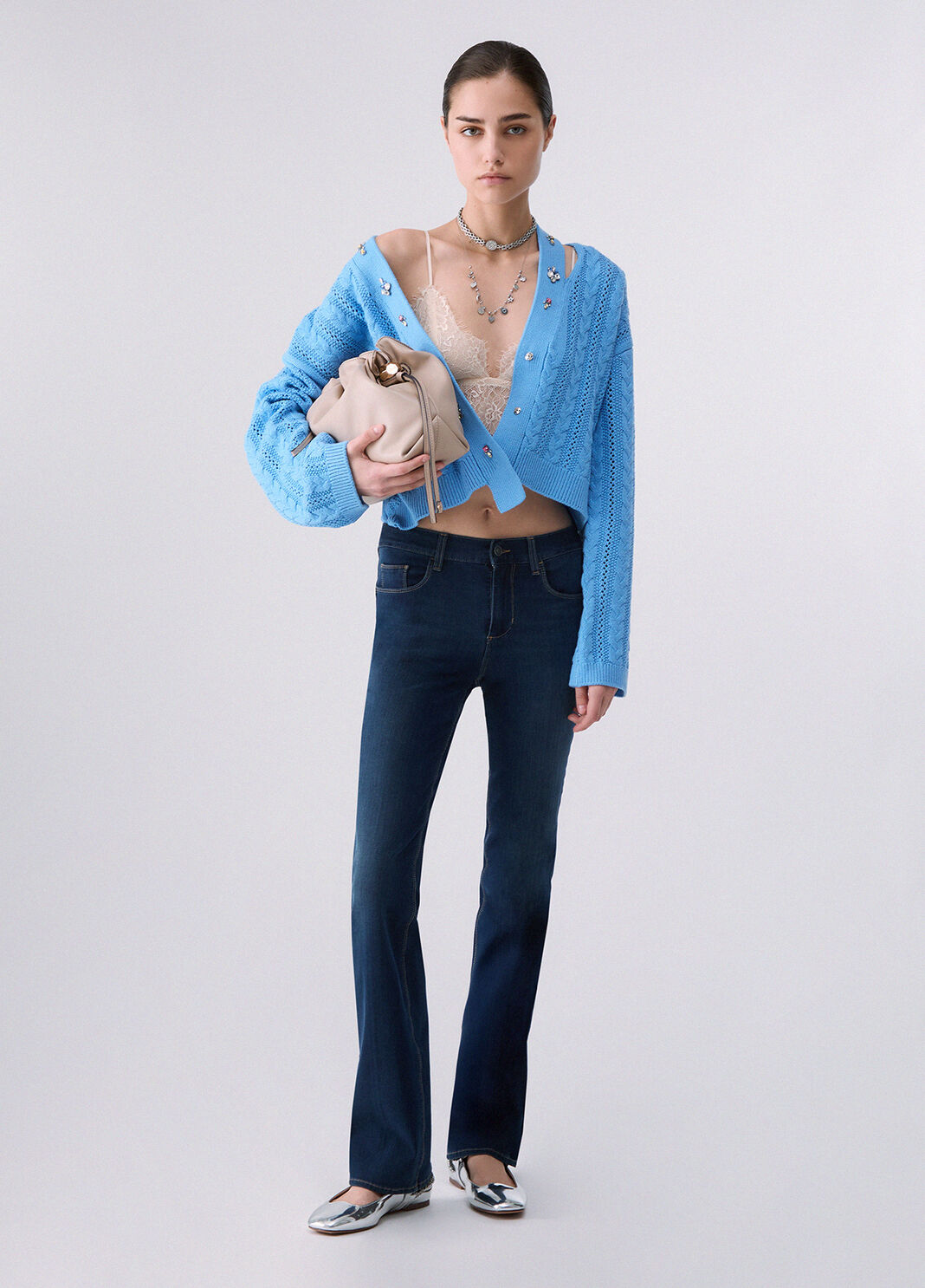 Cardigan with jewel embroidery light blue Liu Jo - large image number 5
