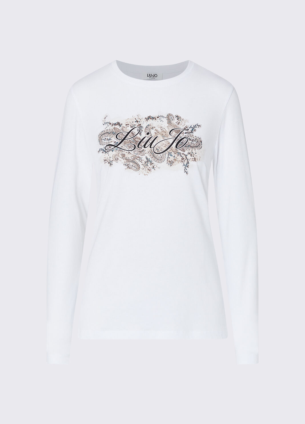 Skinny fit T-shirt with logo white/beige Liu Jo - large image number 6