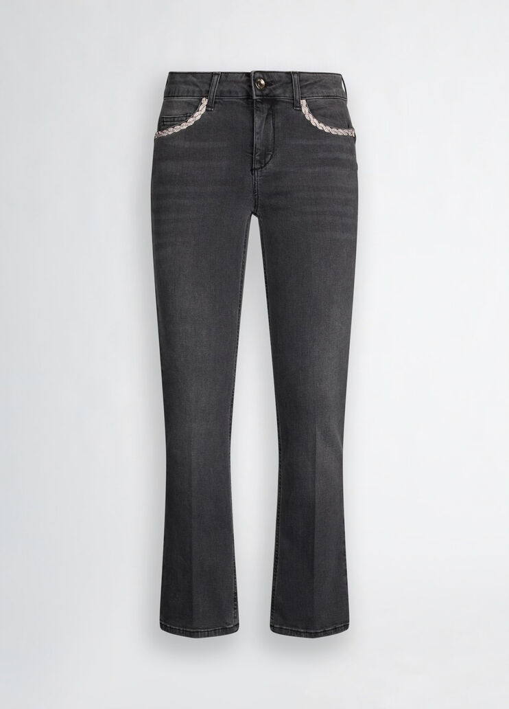 Black bootcut jeans with rhinestones black denim Liu Jo - large image number 6 Black bootcut jeans with rhinestones black denim Liu Jo - large image number 6