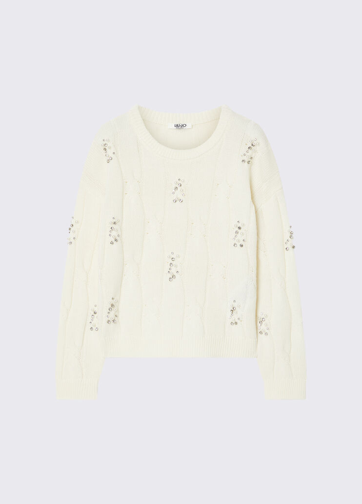 Sweater with jewel embroidery white Liu Jo - medium