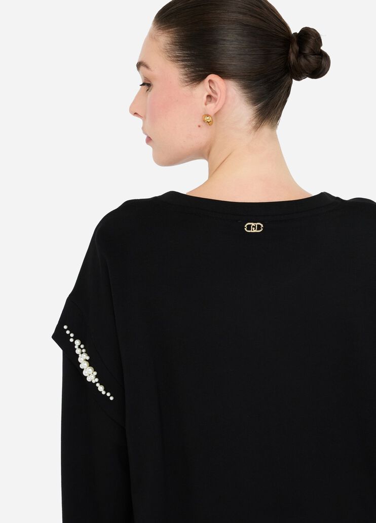 Sweatshirt with maxi beads black Liu Jo - large image number 4 Sweatshirt with maxi beads black Liu Jo - large image number 4