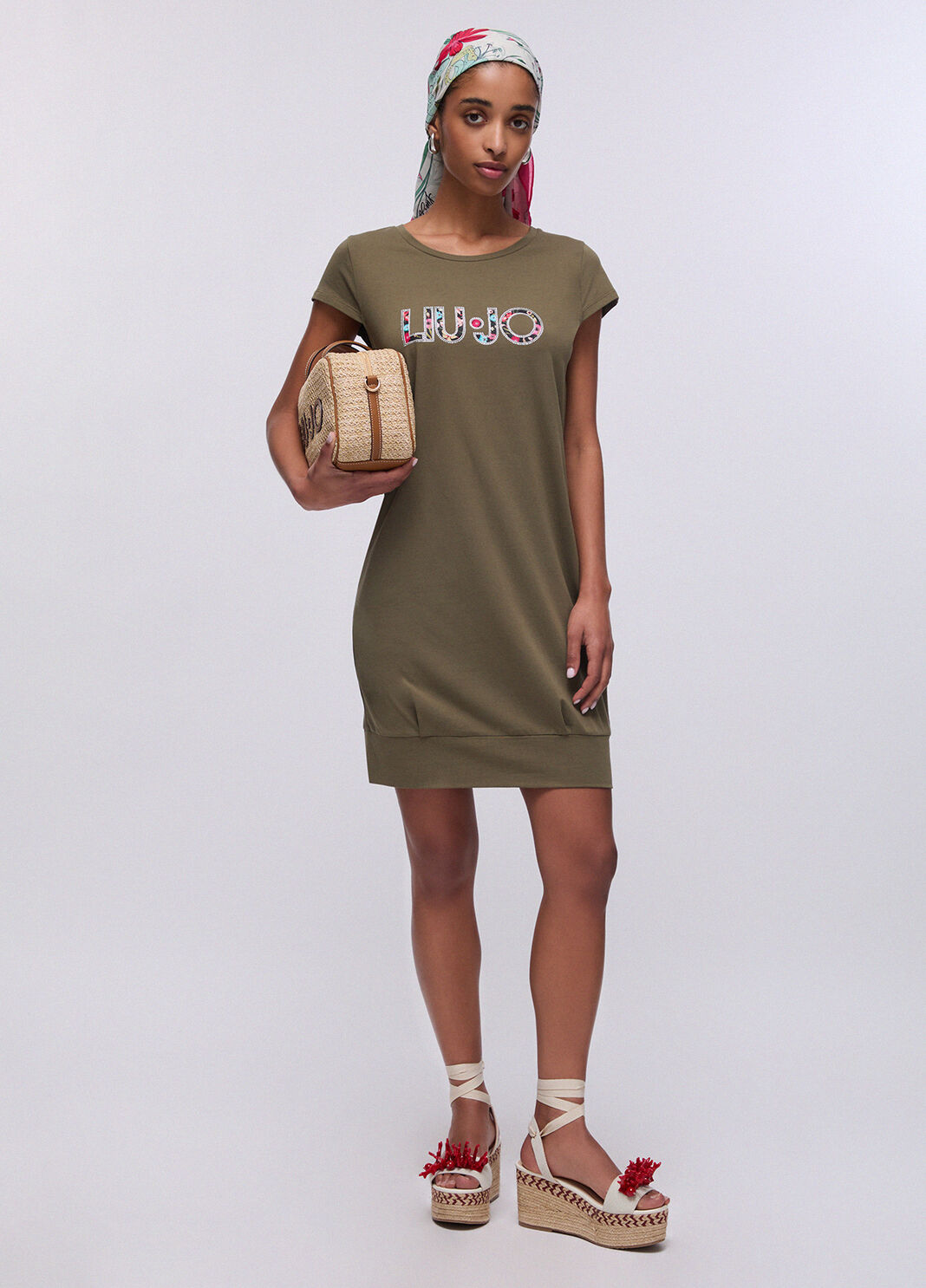 Short dress with maxi-logo green Liu Jo - large image number 5