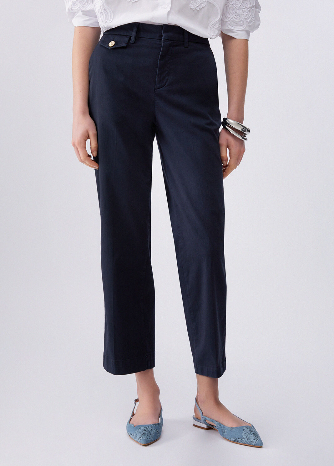Pantaloni chino con patte blu scuro Liu Jo - large image number 0