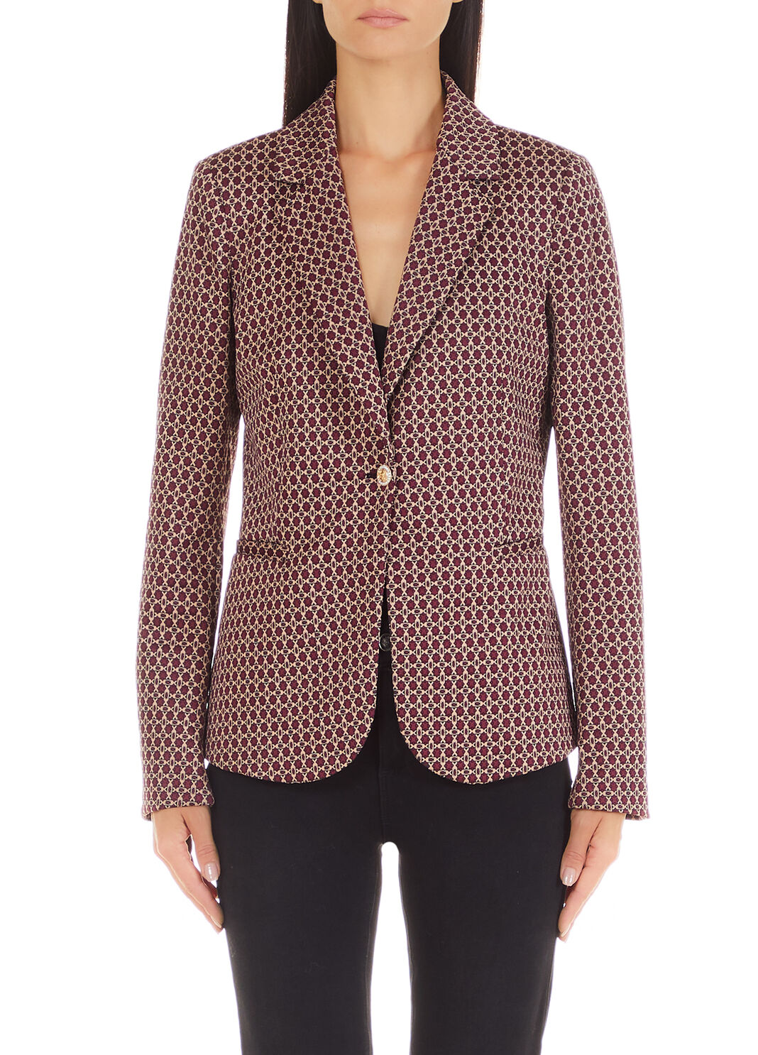 Slim-fit jacquard blazer geometric print Liu Jo - large image number 0