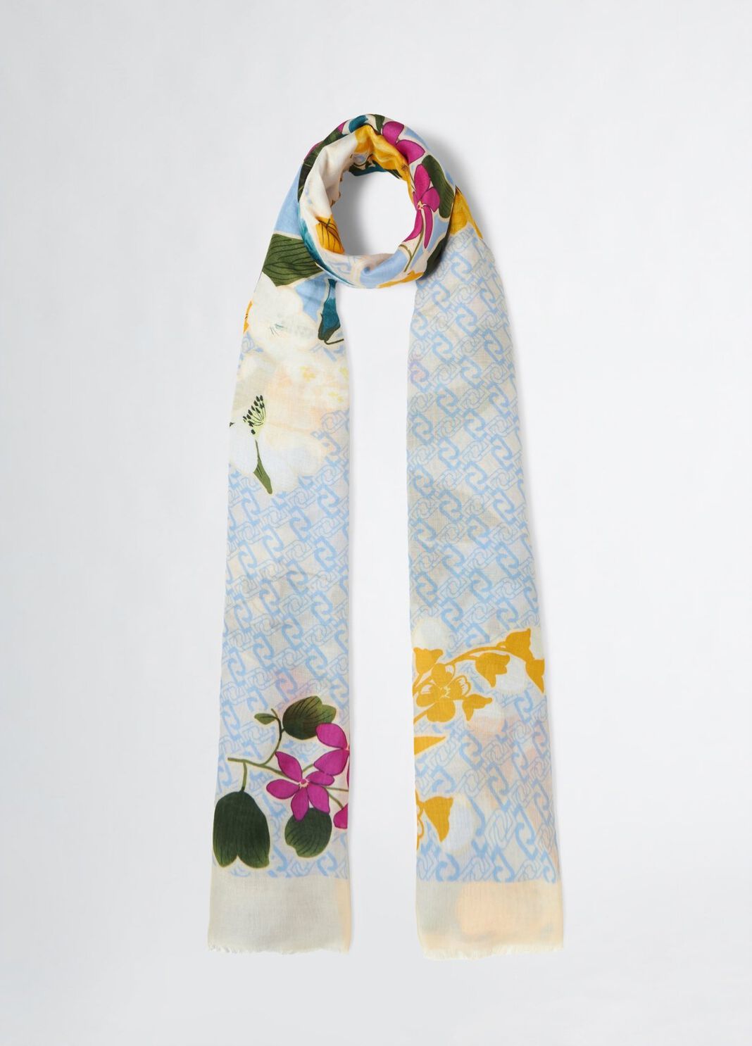 Shawl with floral print sky blue Liu Jo - large image number 0