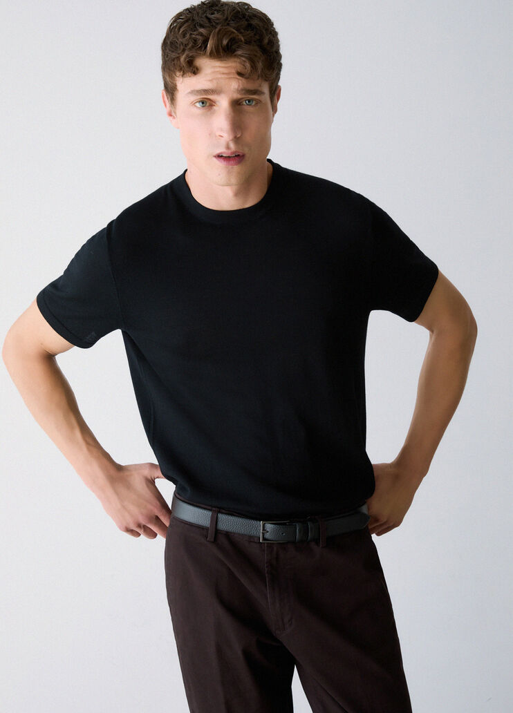 T-shirt en laine m&eacute;rinos noir Liu Jo - medium