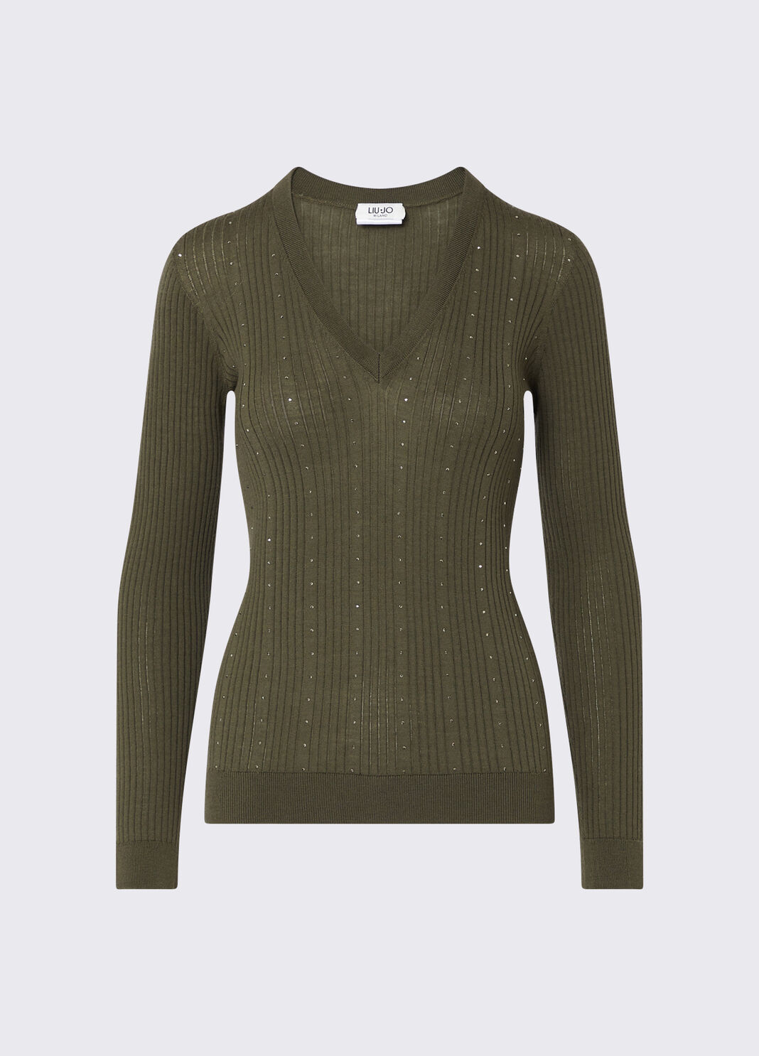 Maglia in lana con scollo a V verde Liu Jo - large image number 6