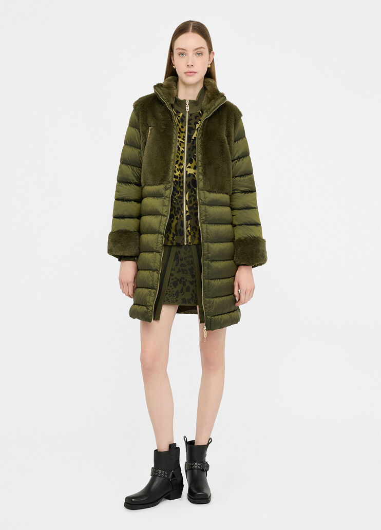 Padded jacket with faux fur inserts olive green Liu Jo - large image number 3 Padded jacket with faux fur inserts olive green Liu Jo - large image number 3