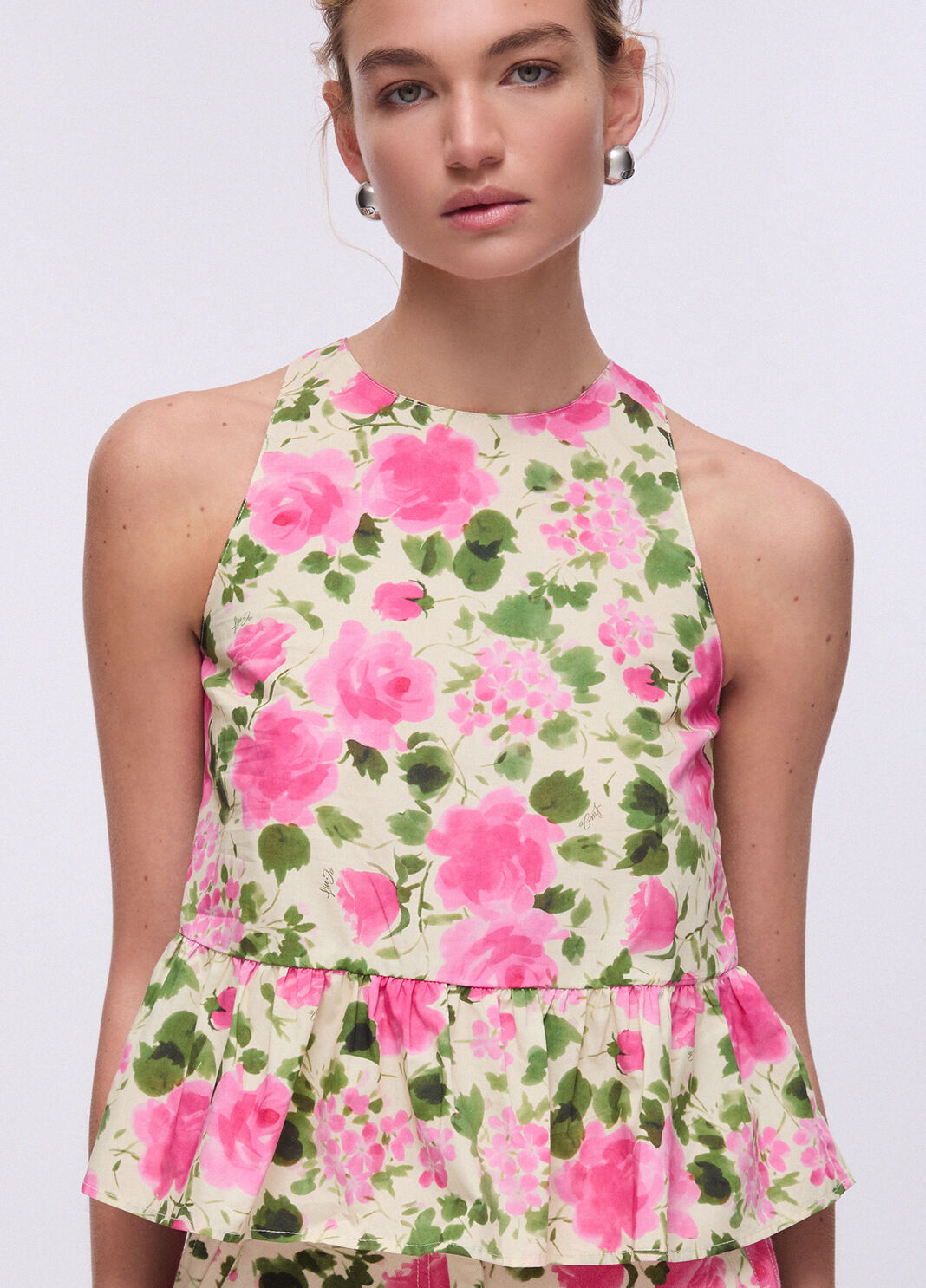 Poplin top with bow floral Liu Jo - large image number 2