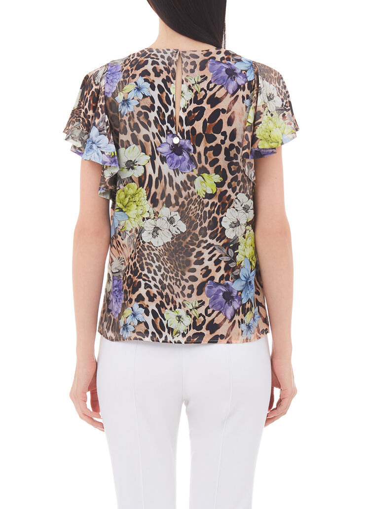 Блузка из смесового шёлка с анималистическим принтом анималистический и цветочный принты Liu Jo - large image number 1