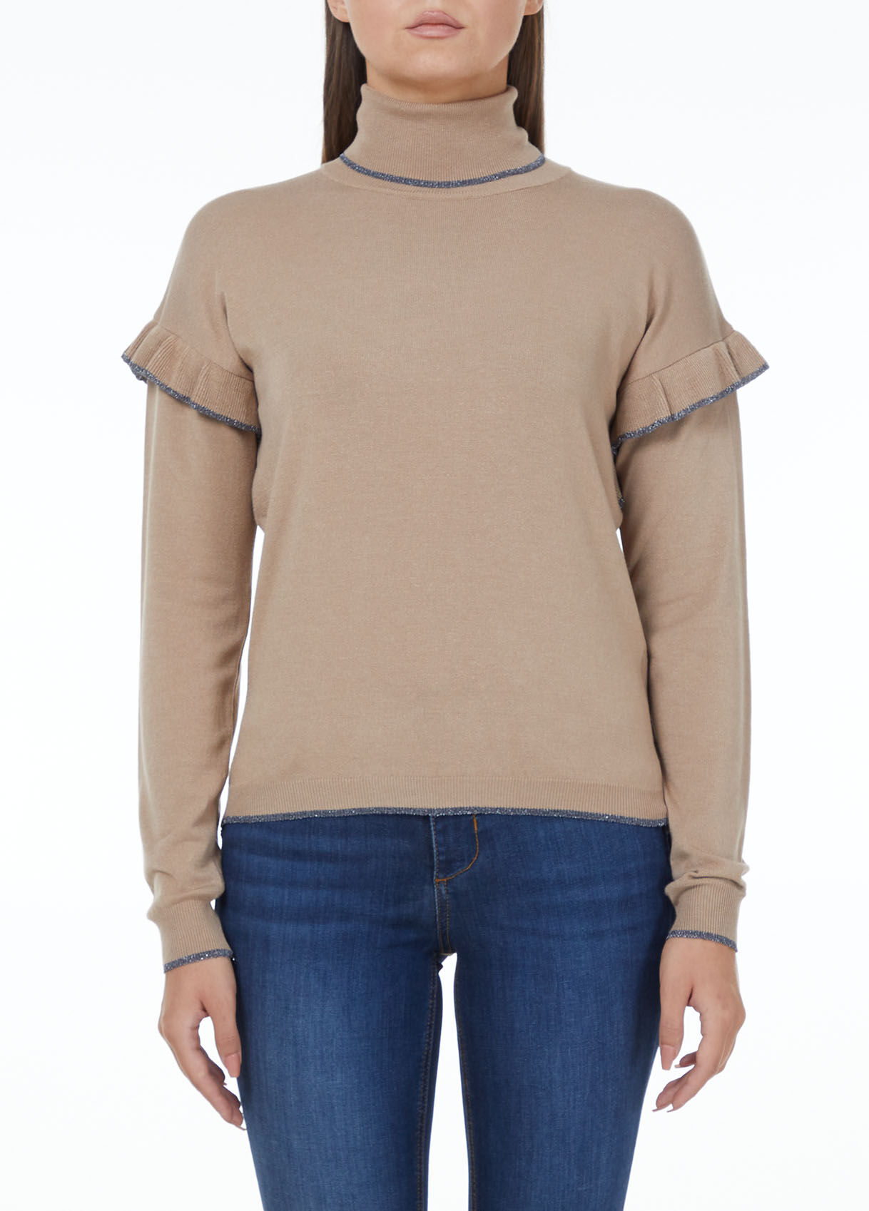 ruched neck turtleneck