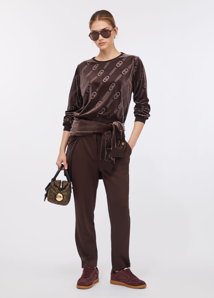 Chenille sweatshirt with logo chocolate Liu Jo - large image number 5