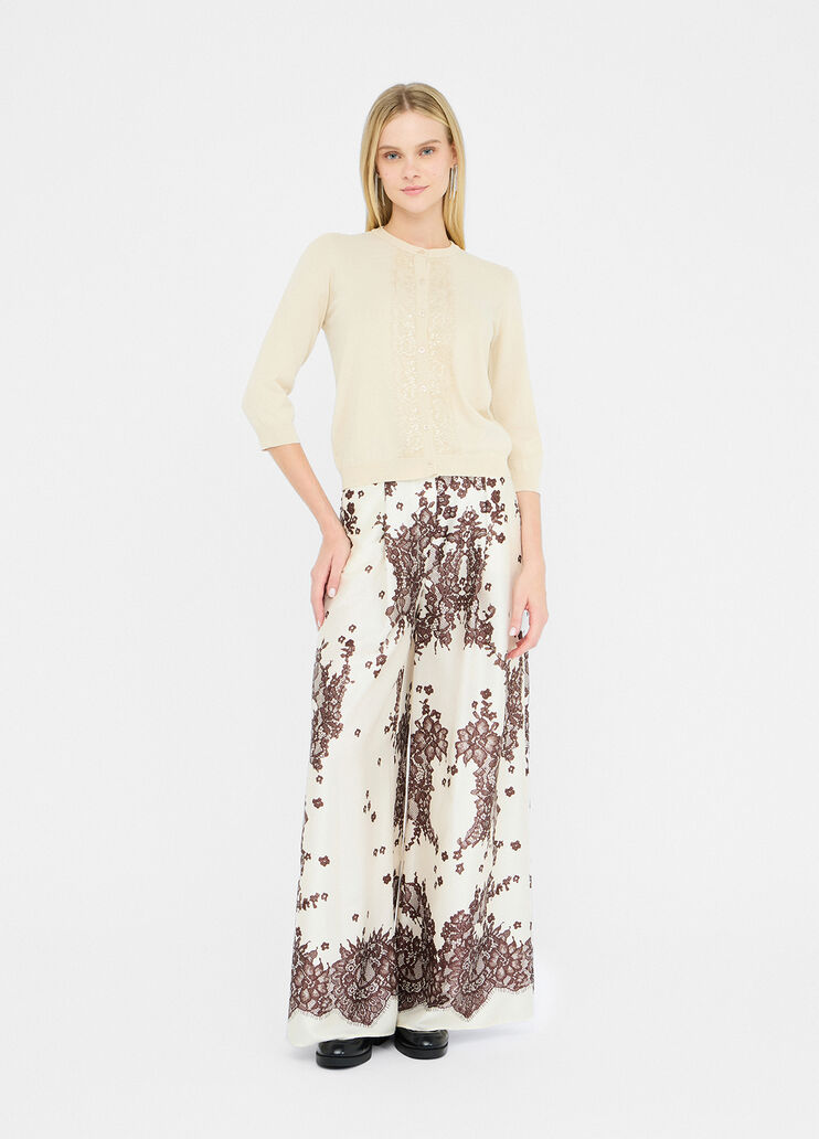 Cardigan with lace detail light beige Liu Jo - large image number 5 Cardigan with lace detail light beige Liu Jo - large image number 5