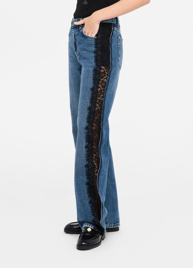 Straight-leg jeans with lace blue denim Liu Jo - large image number 3