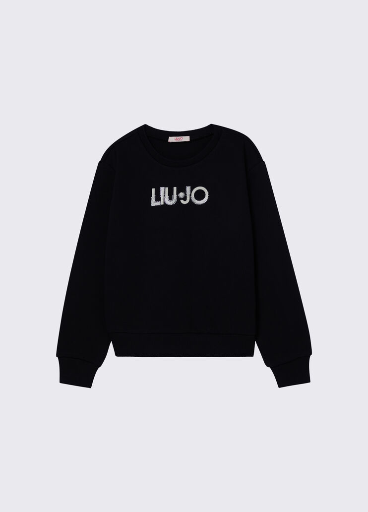 Sweatshirt with logo and gemstones black Liu Jo - medium
