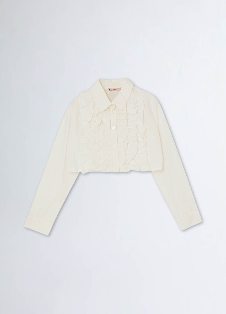 Cropped shirt with ruching white Liu Jo - medium Cropped shirt with ruching white Liu Jo - medium