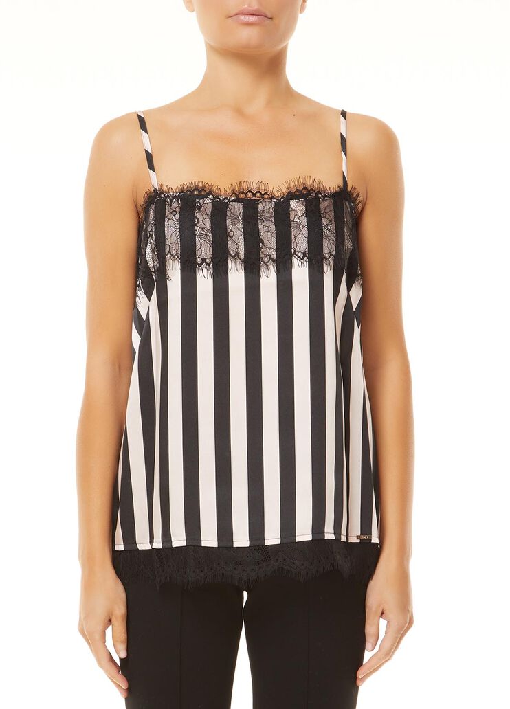 Топ с кружевной отделкой в стиле линжери Чёрный/гранатовый Liu Jo - large image number 0