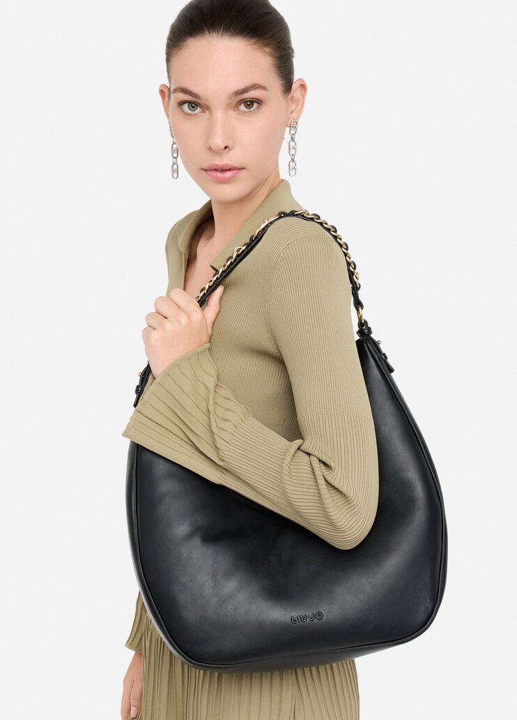 Large hobo bag with chain black Liu Jo - medium Large hobo bag with chain black Liu Jo - medium