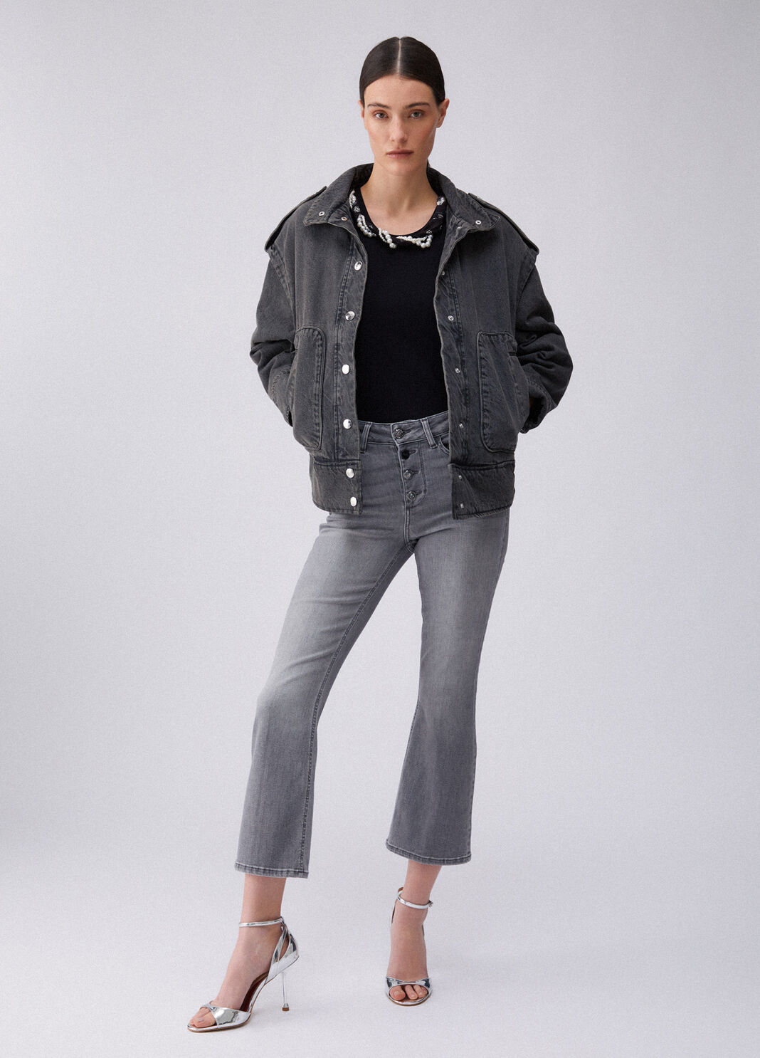 High-rise bootcut jeans grey denim Liu Jo - large image number 5