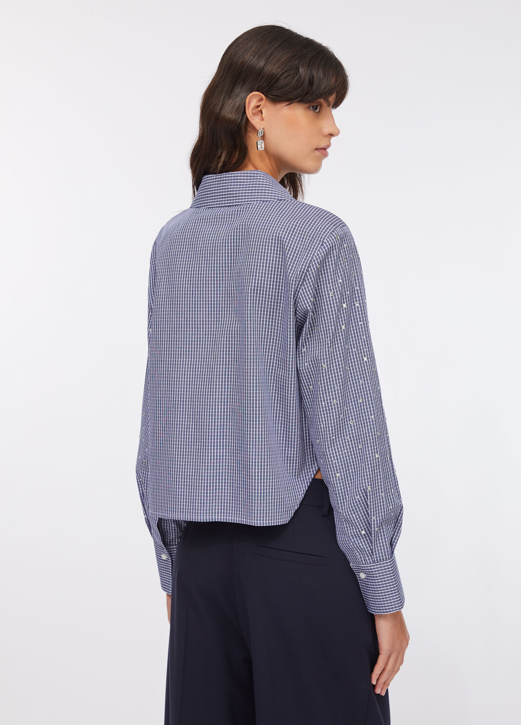 Hemd aus Popeline mit Strass Blaues Karomuster Liu Jo - large image number 1