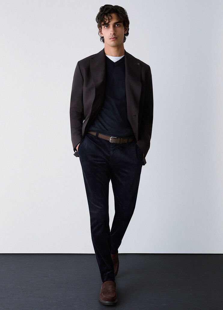 Slim fit velvet trousers dark blue Liu Jo - medium