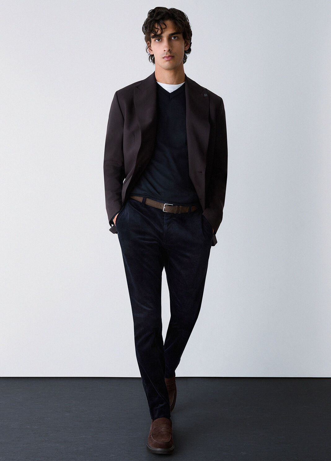 Slim fit velvet trousers dark blue Liu Jo - large image number 3